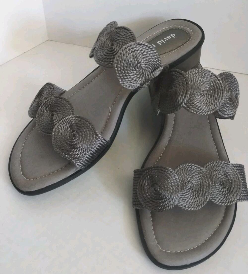David Tate NEW Womens' Honey Sandals Gunmetal Woven Spiral Slip On 9WW